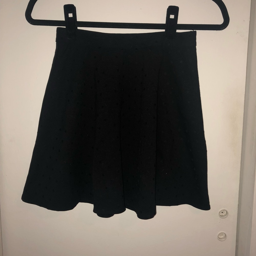 Madewell black velvet polka dot skater skirt